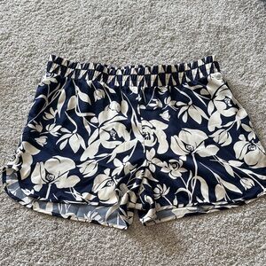 a new day Navy and Cream Floral Athletic Shorts